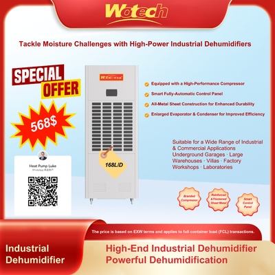 comprar Oferta especial limitada Desumidificador industrial portátil 168L / día Modo de secado rápido Diseño anticorrosión para áreas de construcción / almacenamiento Fabricación en línea