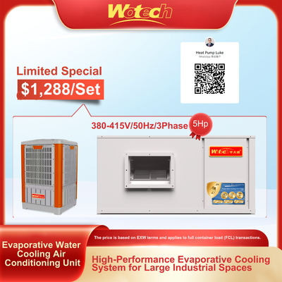 Oferta especial para equipos de refrigeración por agua evaporativa de aire acondicionado, conducto de suelo y techo en interiores con plástico en exteriores.